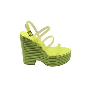 Jessica Simpson Cholena Womens Neon‎ Yellow Strappy Platform Wedge Sandals 7M